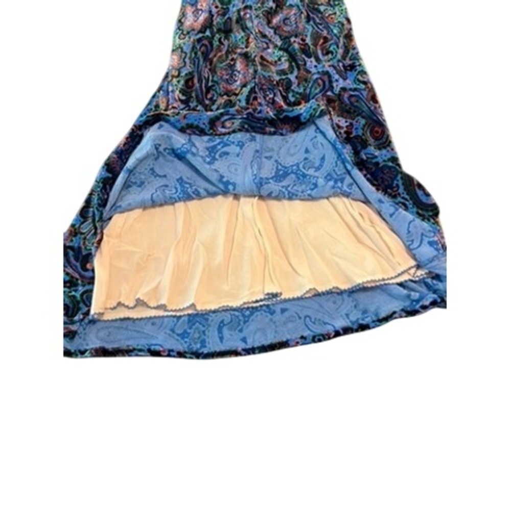 Moulinette Soeurs Anthropologie Velvet Paisley Halter Midi Dress Blue Orange 2 - Picture 9 of 15